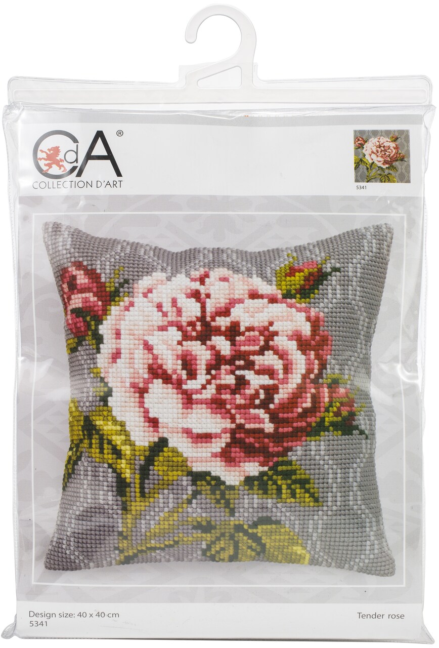 Collection D'Art Stamped Needlepoint Cushion 15.75"X15.75"-Tender Rose I